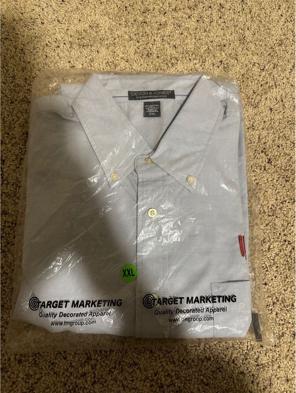 Devon & Jones Five Star Performance Light Blue Button-Down Shirt XXL